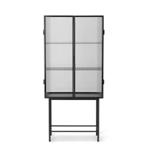 Haze Vitrinskåp Räfflat Glas Svart 70x155 cm