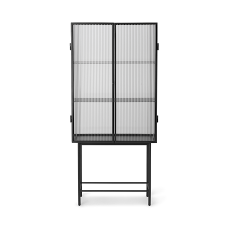 Haze Vitrinskåp Räfflat Glas Svart 70x155 cm