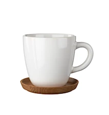 Kaffemugg 33 cl med träfat vit blank