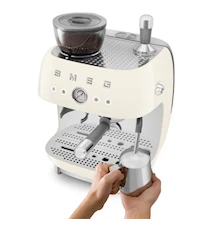 50's Style Manuell Espressomaskin med Kaffekvarn Crème