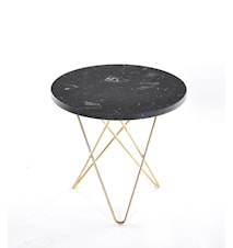 Mini O Table Svart Marmor med Messingramme Ø40