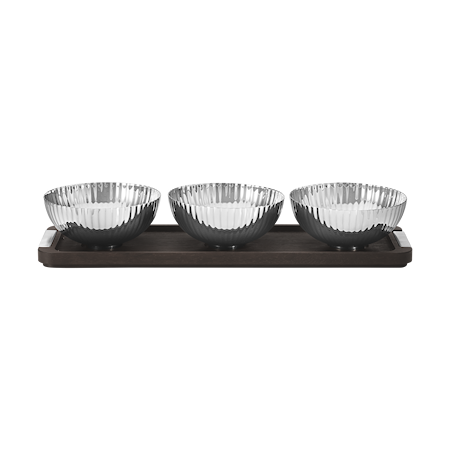 Bernadotte Tray With Bowls Wood and Stainless Steel
