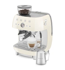 50's Style Manuell Espressomaskin med Kaffekvarn Crème
