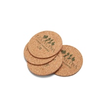 Cork Glasunderlägg 10 cm Set om 4 Natur/Grön