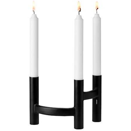Ora three-branch candleholder – black