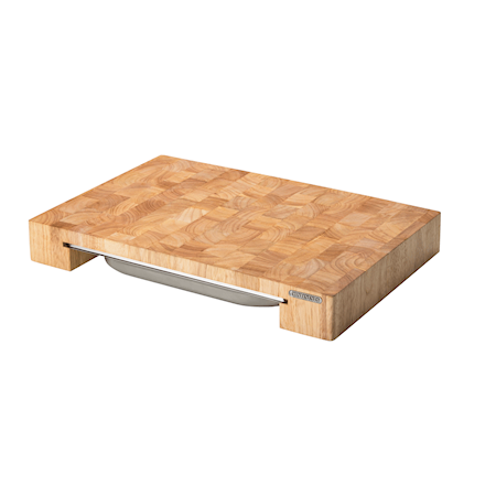 Planche à découper avec bac bois de caoutchouc 48 x 32 x 6 cm