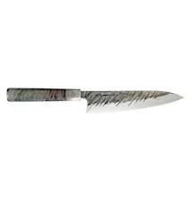 Ame 21 cm kokkekniv. 5-lags AUS10-stål med «regnmønster». 60-61 HRC