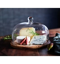 Käseglocke aus Glas mit Holzboden 28 cm Transparent