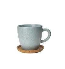 Höganäs Keramik Kaffeebecher 330 ml mit Holzuntersetzer Frost matt