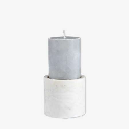 Kynttilänjalka Ø9×8 cm Marmori Valkoinen
