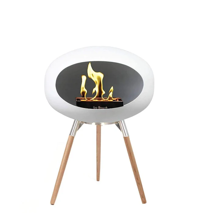 Le Feu Dome Ground Low Eldstad 45 cm Vit/Polerad Stål/Ek