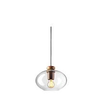 U2 Hiti Pendel 26 cm Valnøtt/Klart glass/Svart ledning