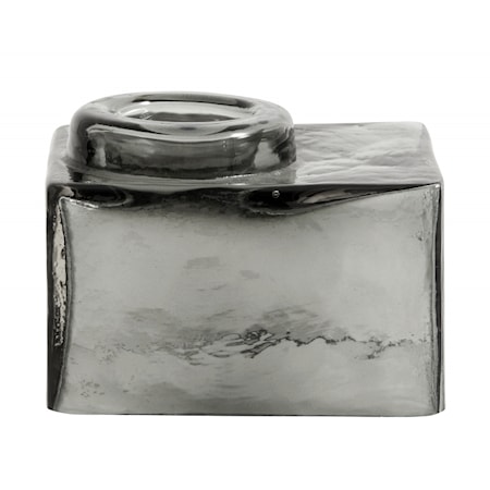 Candle Holder Square Grey/Clear