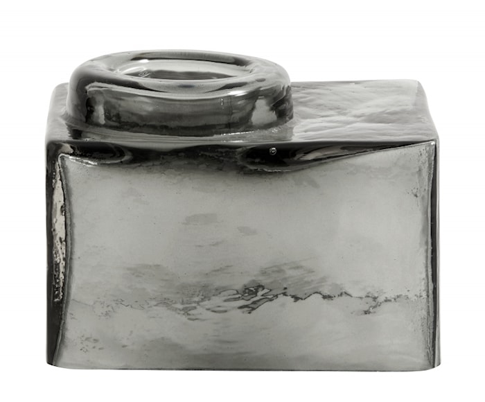 Candle Holder Square Grey/Clear