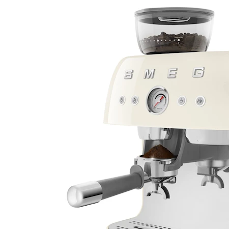 50's Style Manuell Espressomaskin med Kaffekvarn Crème