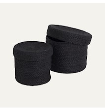 Elin Korb Zylinder mit Deckel 2er-Set Schwarz
