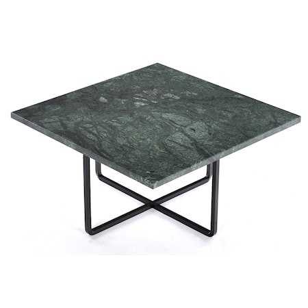 Ninety 60×60 soffbord – Grön indio/svartlackerad metallstomme