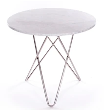 Dining O-table - Vit marmor, krom underrede