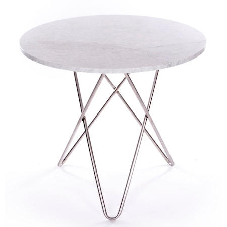 Dining O-table - Hvid marmor, krom understel