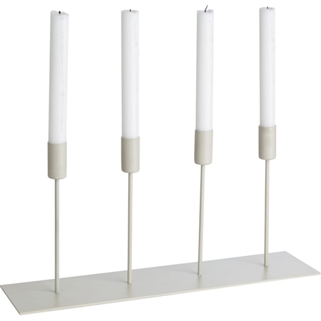 Ljusstake 4 Ljus Beige Metall