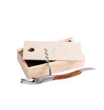 Kurkentrekker met houten handvat en houten doosje