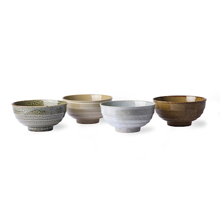 HKLiving Japanske Keramik Skåle sæt af 4