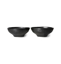 Bold & basic ceramics skål sett med 2, svart