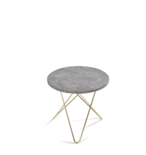 Mini O Table Grå Marmor med Messingramme Ø40