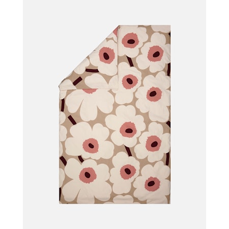 Unikko Påslakan 210×210 cm Beige/Vit/rosa