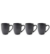 Mugg med Öra 4-pack 30 cl Stengods Svart