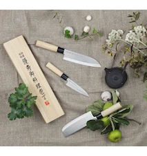 Houcho Santoku kokkekniv 17 cm i balsaboks