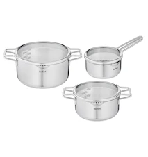 Nordica 6 pieces Pot Set Saucepan 1,5L, Casserole 3 L, Casserole 5 L all including Glass Lid