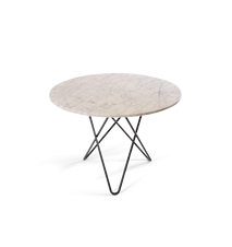 Large O Table Hvit Marmor med Svart Ramme Ø100