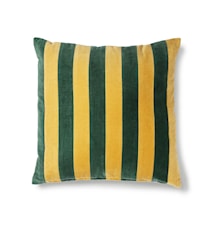 Striped Cushion Velvet Green/Mustard 50x50 cm
