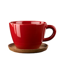 Tea mug 50cl with wooden barrels apple red