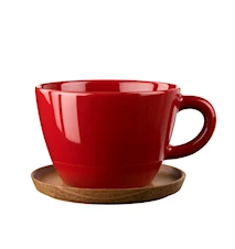 Tea mug 50cl with wooden barrels apple red