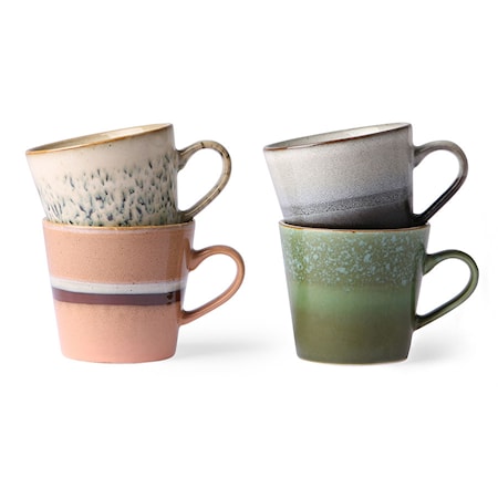 HKLiving Ceramic 70’s Cappuccino Mugg 4 st