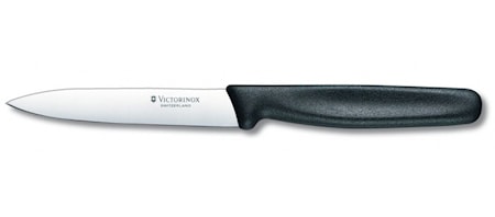 Skrællekniv, 10 cm, blad m spets, med sort nylonhåndtag