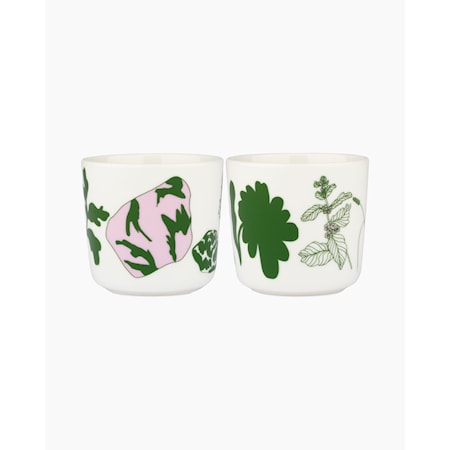 Oiva / Elokuun Varjot Kaffekop 2 Dl 2-pak Hvid/Grøn/Pale Pink