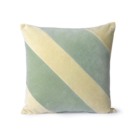 Striped Velvet Cushion Mint/Green 45×45 cm