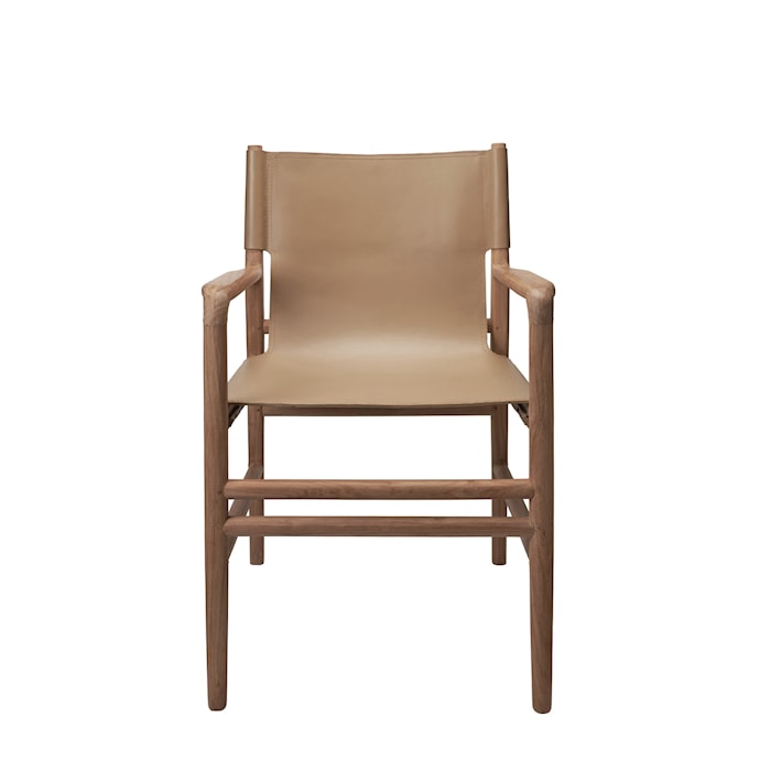 Faro Karmstol Teak/Skinn Natur