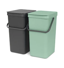 Inbyggnadssystem Sort & Go 2x16L, Mörkgrå & Jade Green