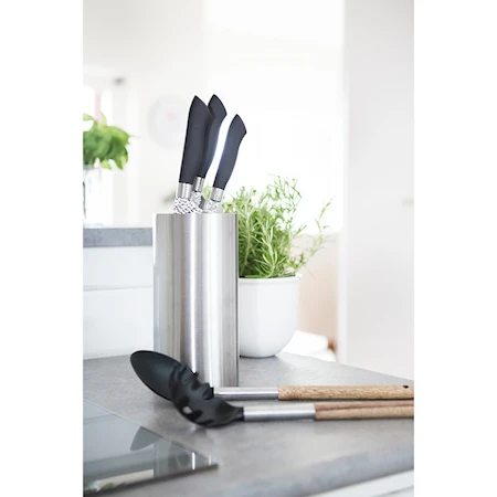 Knife Block Brushed Stainless Surface H: 22.5 cm