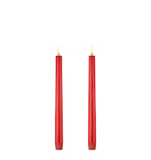 Taper LED-lys 2-pakning 2,3 x 25 cm rød