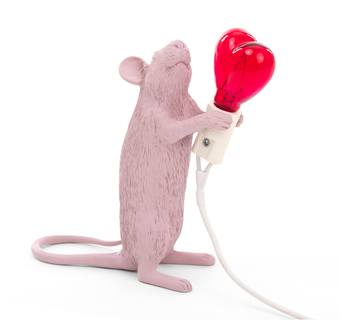 Mouse Lamp Standing Valentine´s day Rosa