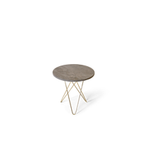 Tall Mini O Table Grå Marmor med Messingramme Ø50