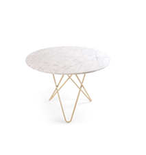 Large O Table Hvit Marmor med Messingramme Ø100