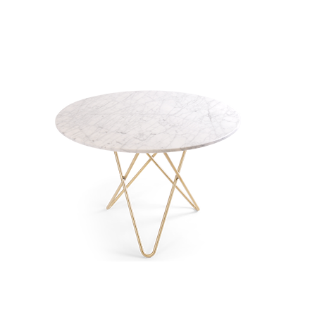 Large O Table Vit Marmor med Mässingram Ø100