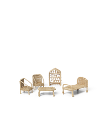 Rattan Dollhouse Furniture Set om 5 Natur