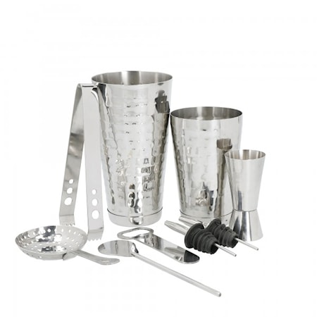 BarCraft Stainless Steel Eight Piece Boston Cocktail Set Gift Boxed